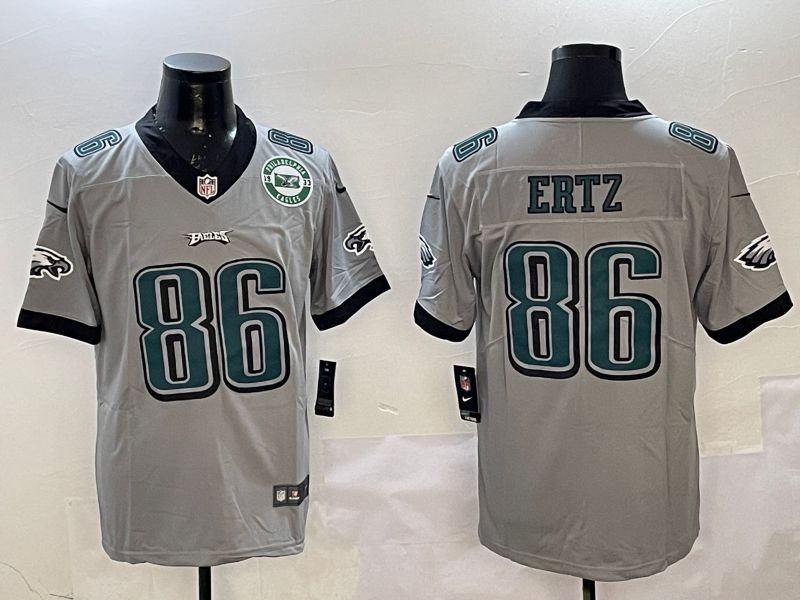 Men Philadelphia Eagles 86 Ertz Grey 2025 Nike Vapor Limited NFL Jersey style 2